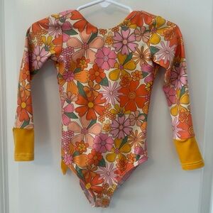 Floral Kids Long Sleeved Swim One Piece